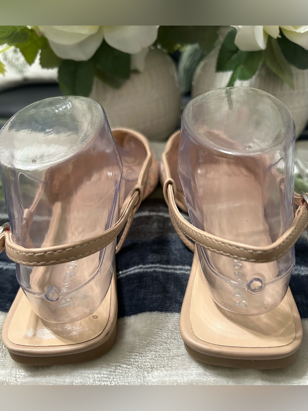 NWOT BAMBOO Beaded Pointed-Toe Slingback Flats - Nude Pink Size 10M - Picture 5 of 6